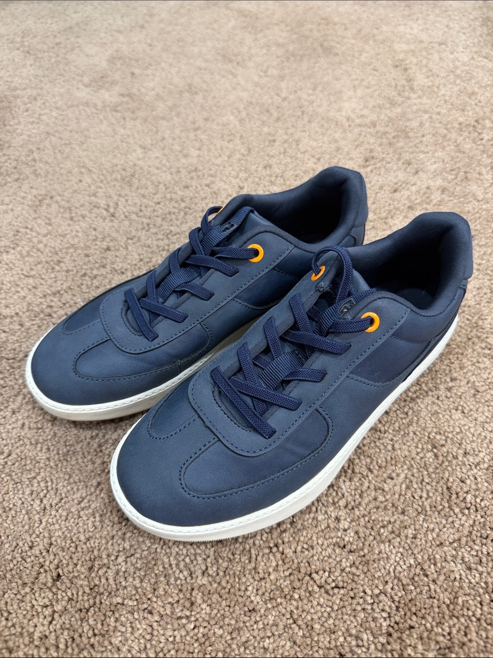 Deer Stags Navy Kids Dress Shoes with Orange Eyelets